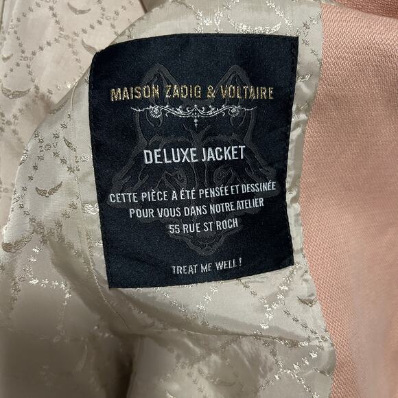 Zadig & Voltaire Vedy Spi Deluxe Blazer 36 Rose Pink Small Linen Cotton - Picture 9 of 14